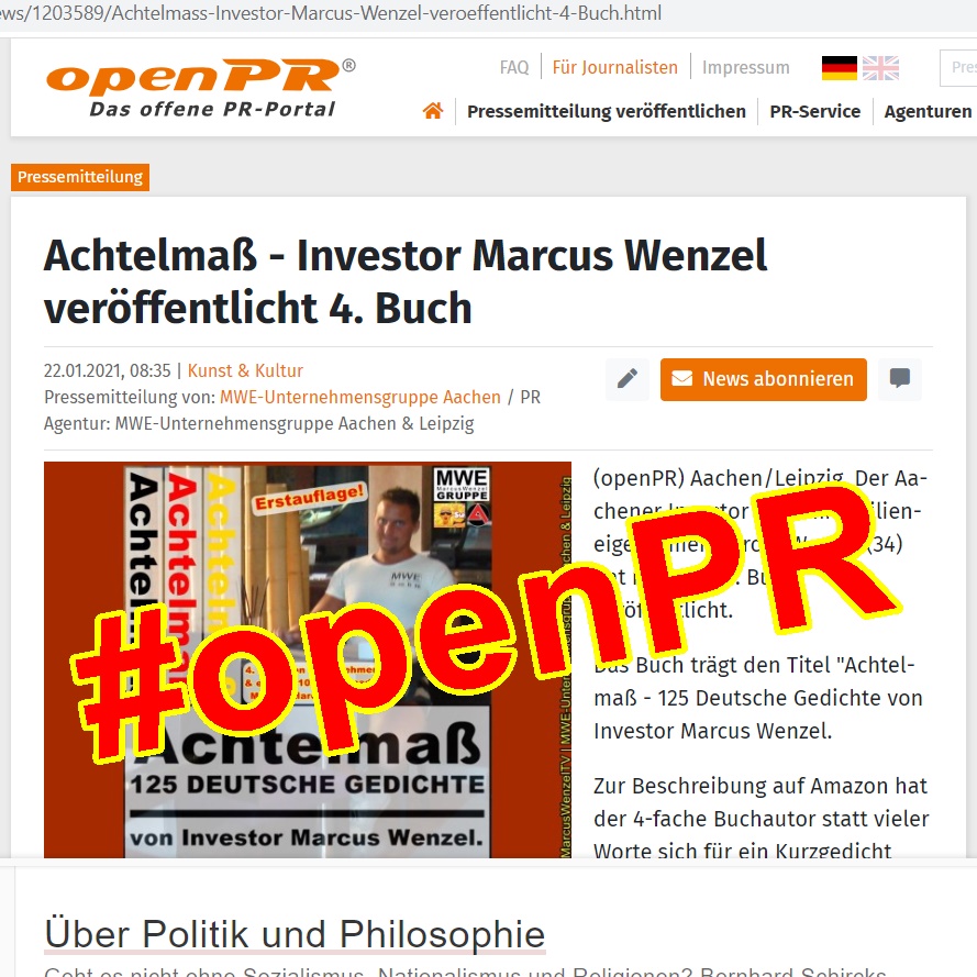 Achtelmaß – Investor Marcus Wenzel veröffentlicht 4. Buch | openPR