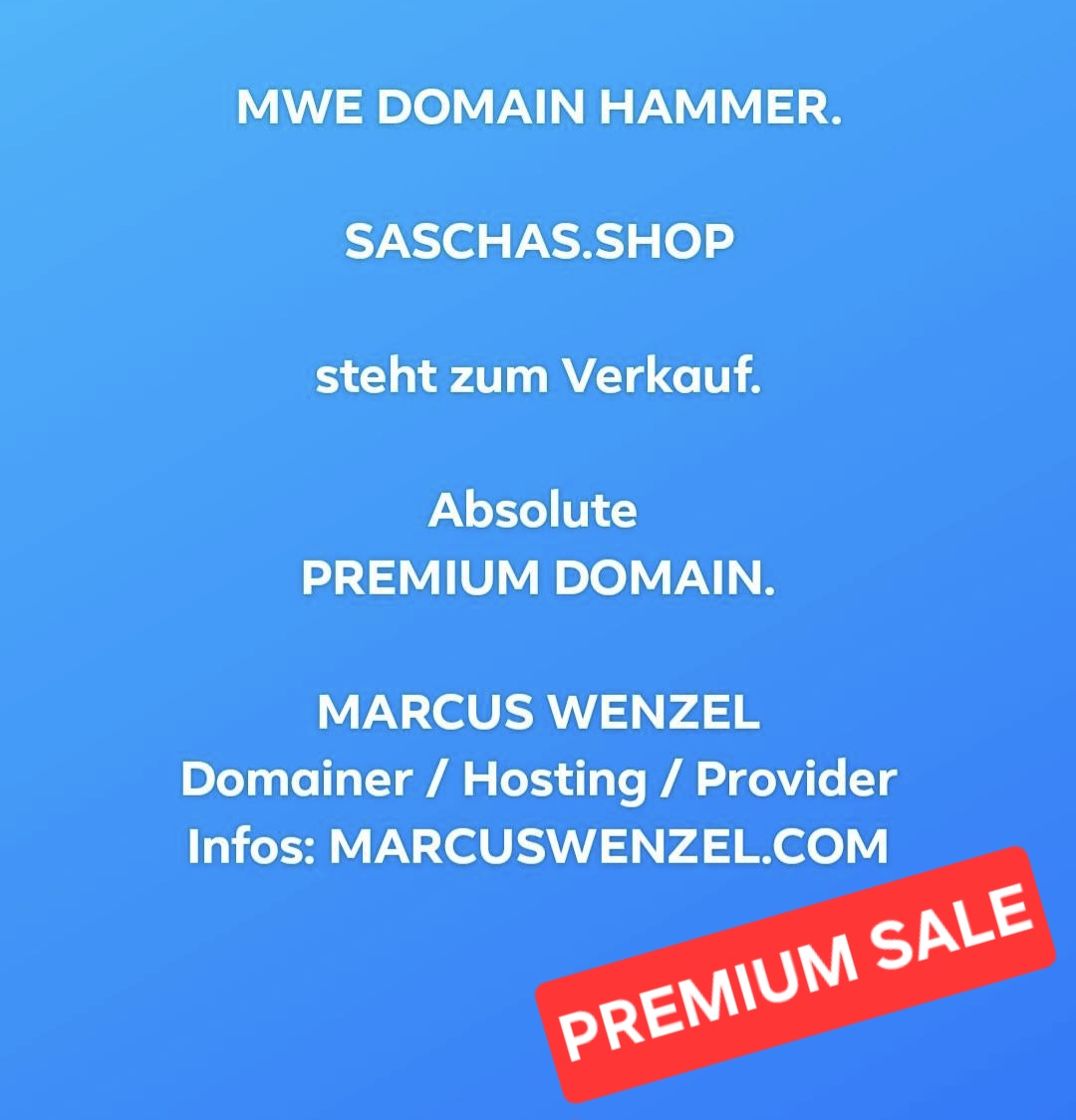 MARCUS WENZEL erzielt Aufmerksamkeit mit Premium-Domain: SASCHAS.SHOP im exklusiven Bestand seines Domain-Portfolios