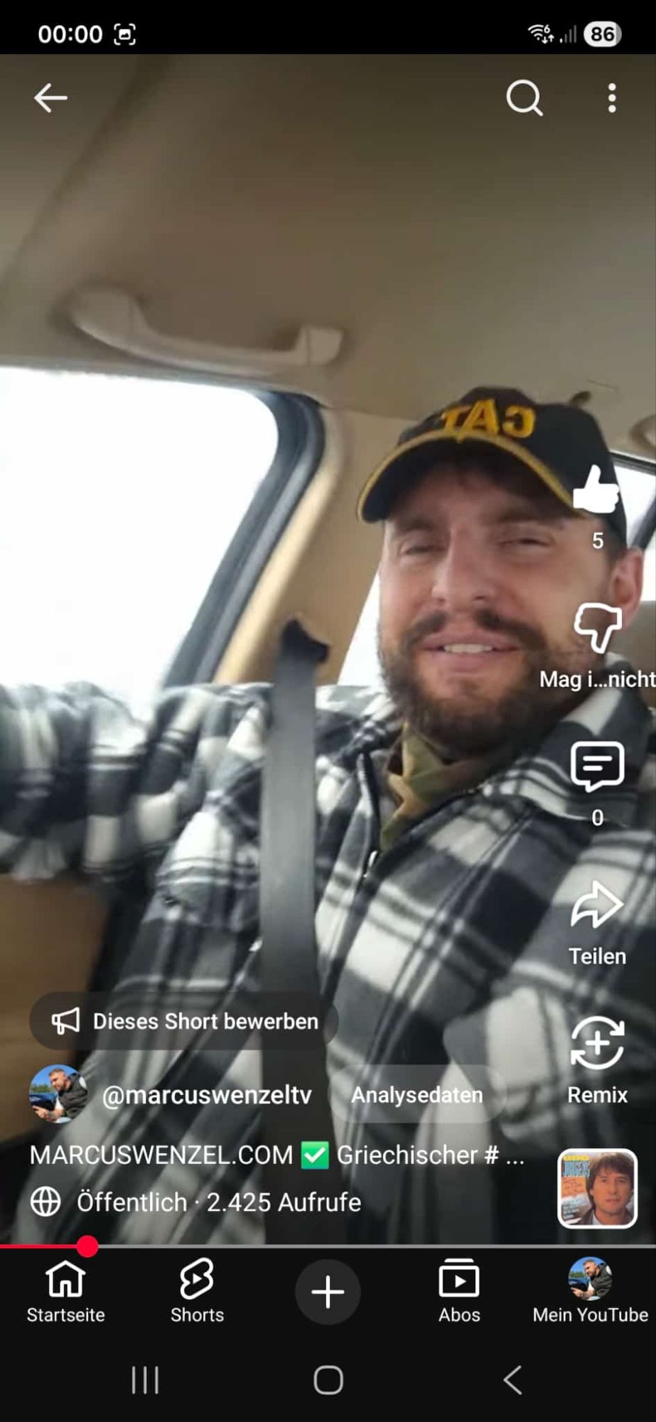 2400 Aufrufe in Minuten – Waschstraße, Gesang und „Griechischer Wein“