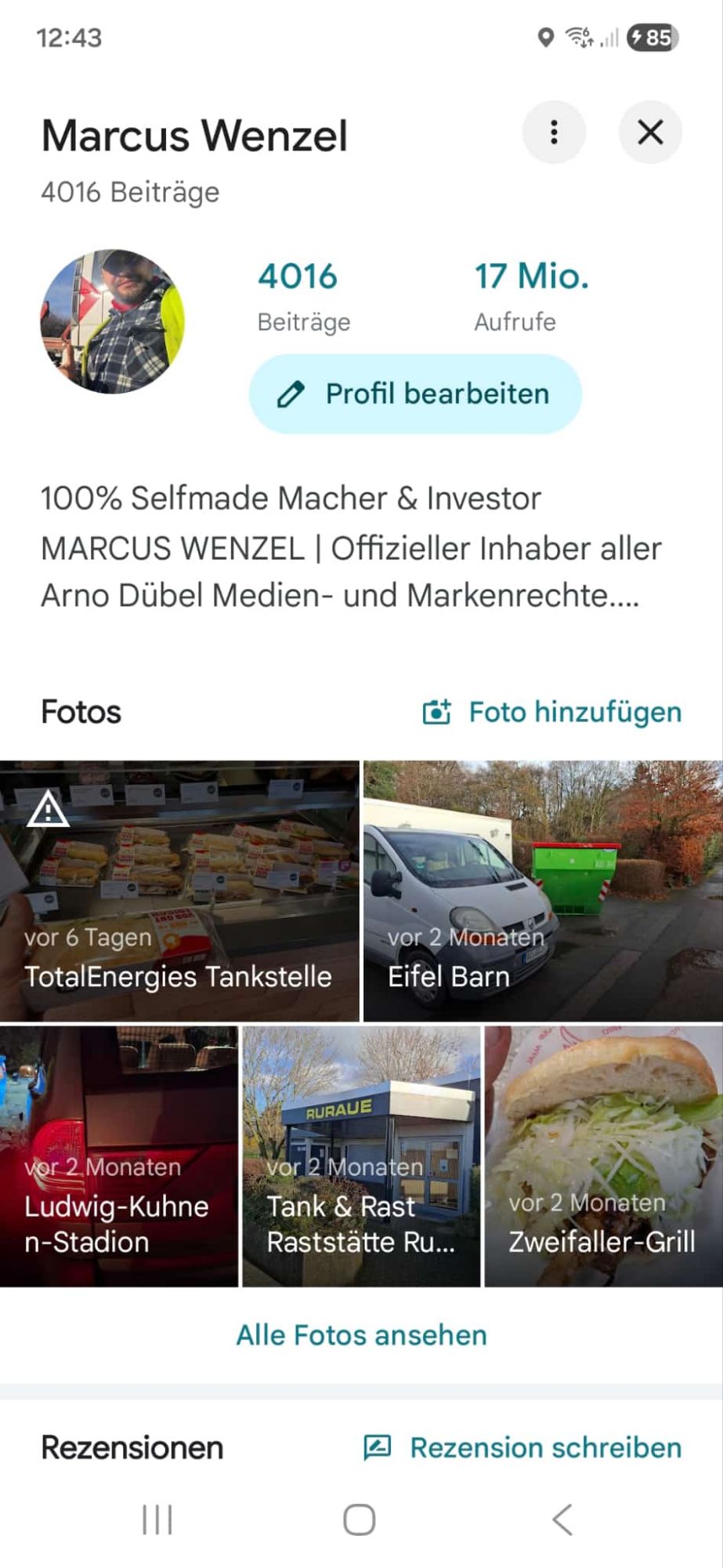 17 Millionen Aufrufe: MARCUS WENZEL als Google Millionen-Local-Guide