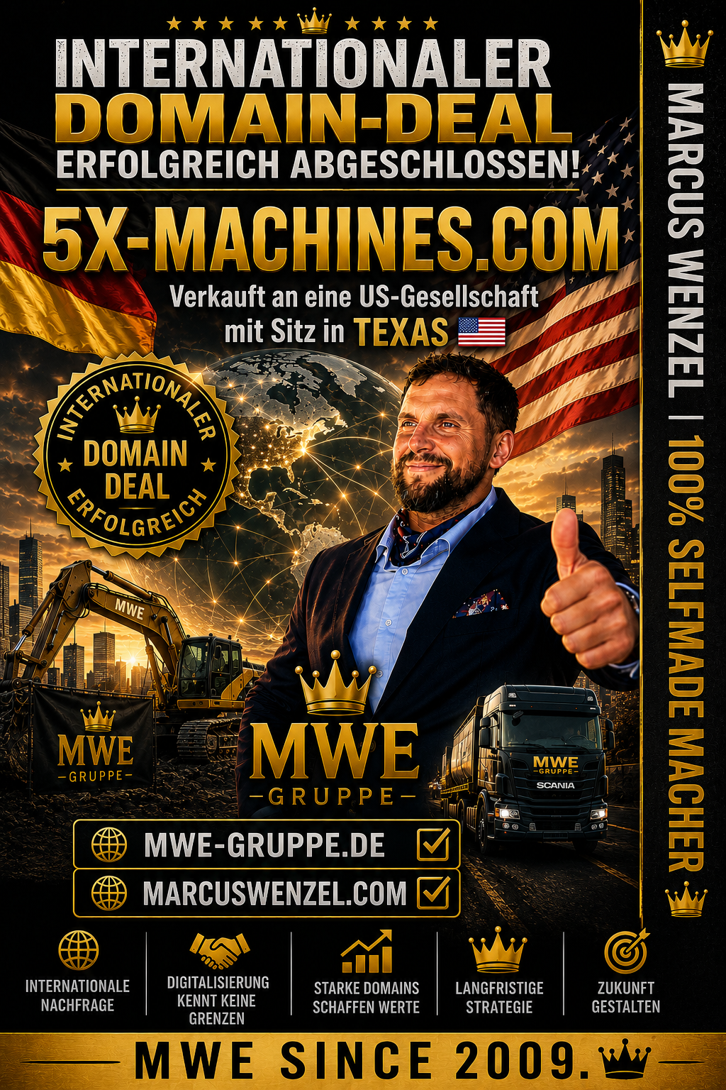 Internationaler Domain Deal 5X-MACHINES.COM
